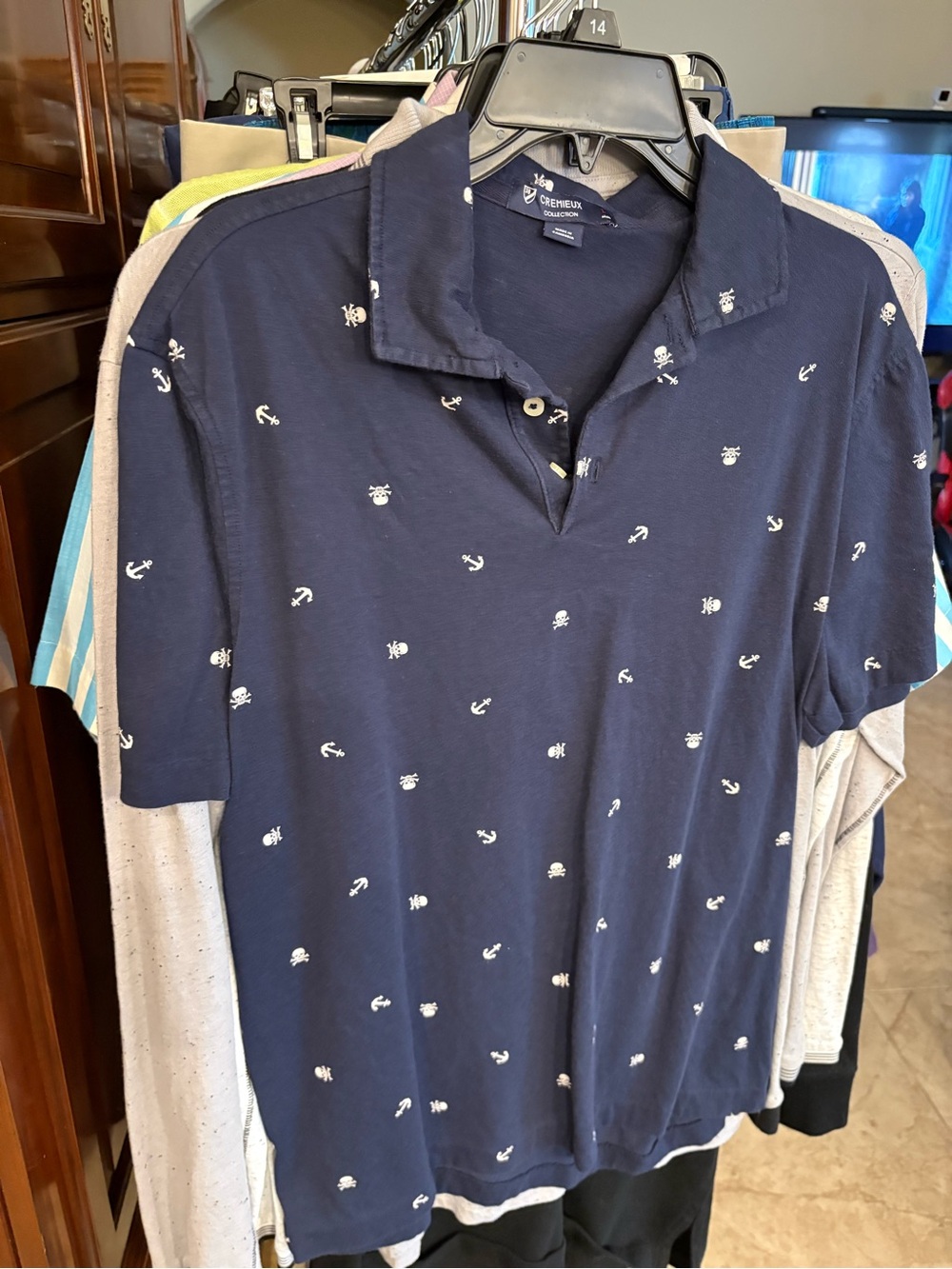 Daniel Cremieux Navy Polo with White Nautical Embroidery